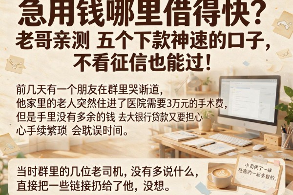 急用钱哪里借得快？老哥亲测五个下款神速的口子，不看征信也能过！