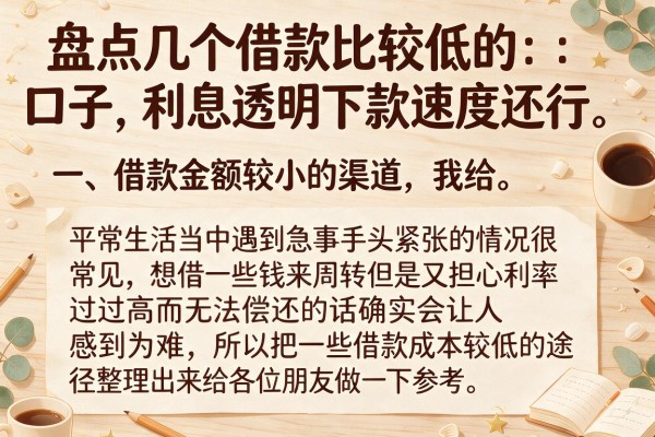 盘点几个借款比较低的口子，利息透明下款速度还行