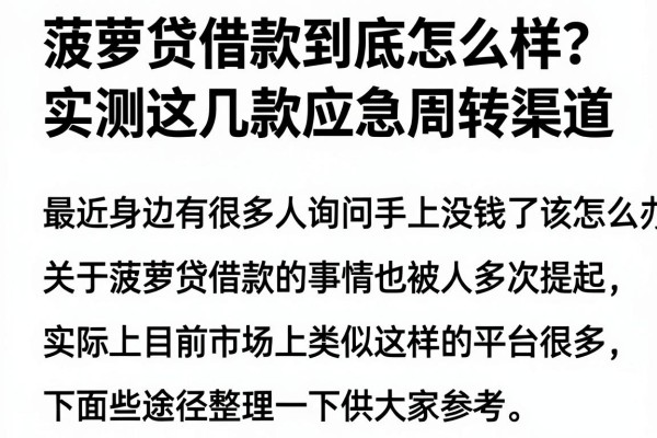 菠萝贷借款到底怎么样？实测这几款应急周转渠道