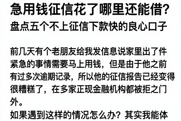 急用钱征信花了哪里还能借？盘点五个不上征信下款快的良心口子
