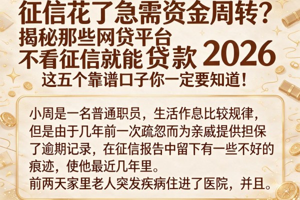 征信花了急需资金周转？揭秘那些网贷平台不看征信就能贷款2026，这五个靠谱口子你一定要知道！