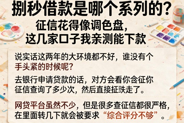 捌秒借款是哪个系列的？征信花得像调色盘，这几家口子我亲测能下款