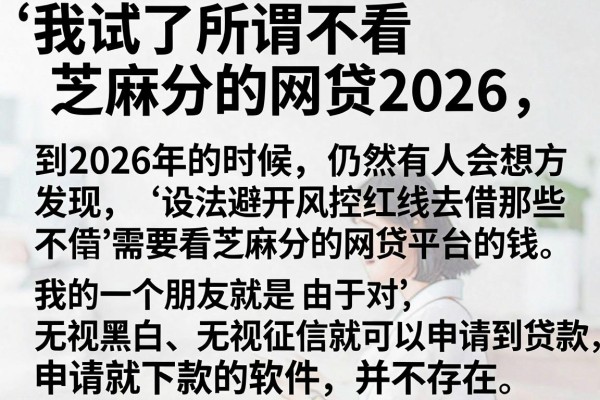 我试了所谓不看芝麻分的网贷2026，发现无视黑白无视征信申请就下款的软件并不存在
