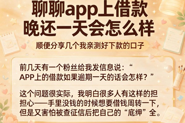聊聊app上借款晚还一天会怎么样，顺便分享几个我亲测好下款的口子