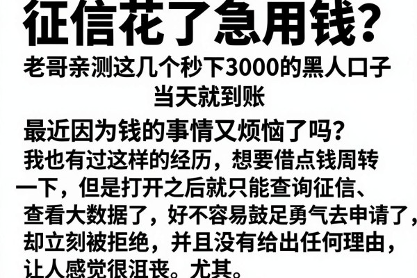 征信花了急用钱？老哥亲测这几个秒下3000的黑人口子，当天就到账