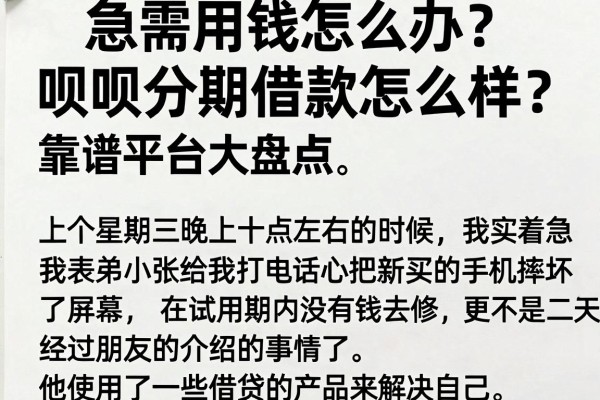 急需用钱怎么办？呗呗分期借款怎么样？靠谱平台大盘点