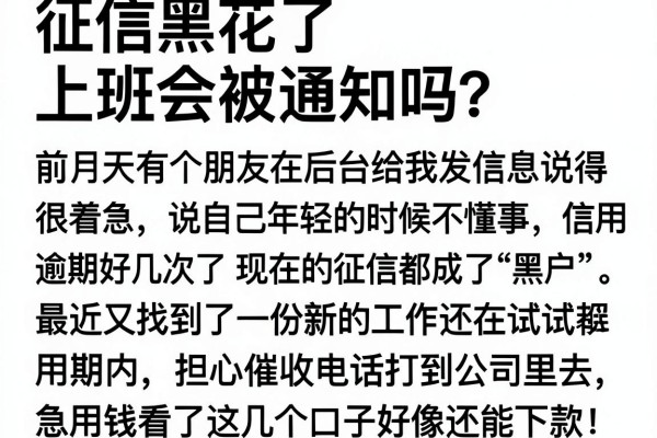 征信黑花了上班会被通知吗？急用钱看了这几个口子好像还能下款！
