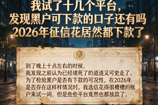 我试了十几个平台，发现黑户可下款的口子还有吗2026年征信花居然都下款了