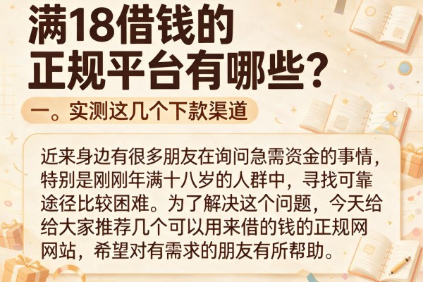 满18借钱的正规平台有哪些？实测这几个下款渠道