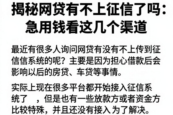 揭秘网贷有不上征信了吗，急用钱看这几个渠道