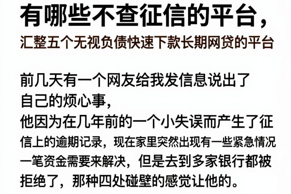 有哪些不查征信的平台,汇整五个无视负债快速下款长期网贷的平台