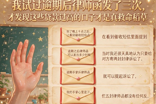 我试过逾期后律师函发了三次，才发现这些贷款通过高的口子才是真救命稻草