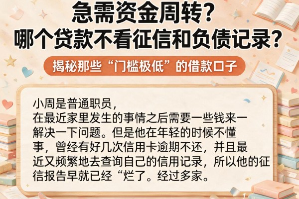 急需资金周转？哪个贷款不看征信和负债记录？揭秘那些“门槛极低”的借款口子