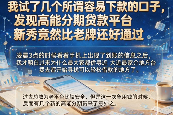 我试了几个所谓容易下款的口子，发现高能分期贷款平台新秀竟然比老牌还好通过