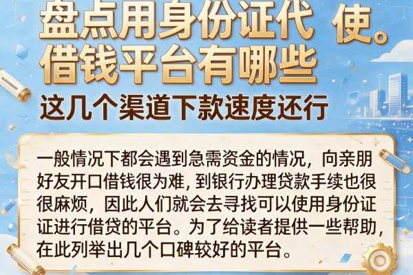 盘点用身份证代借钱平台有哪些，这几个渠道下款速度还行