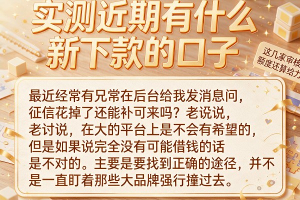 实测近期有什么新下款的口子，这几家审核松额度还算给力