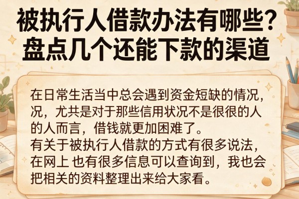 被执行人借款办法有哪些？盘点几个还能下款的渠道