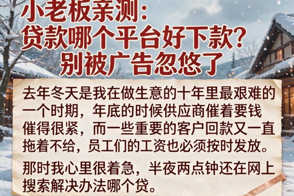小老板亲测：贷款哪个平台好下款？别被广告忽悠了
