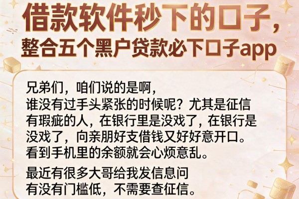 借款软件秒下的口子，整合五个黑户贷款必下口子app