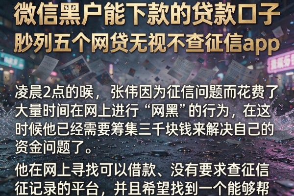 微信黑户能下款的贷款口子，胪列五个网贷无视不查征信app