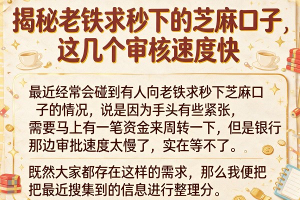 揭秘老铁求秒下的芝麻口子，这几个审核速度快