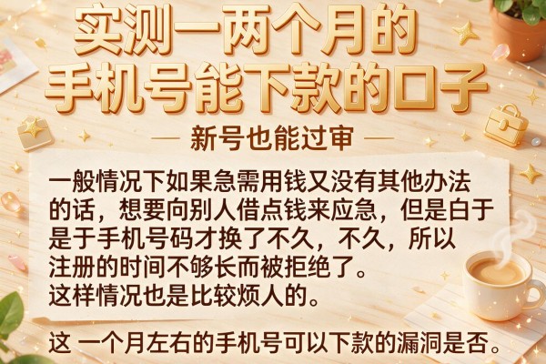实测一两个月的手机号能下款的口子，新号也能过审