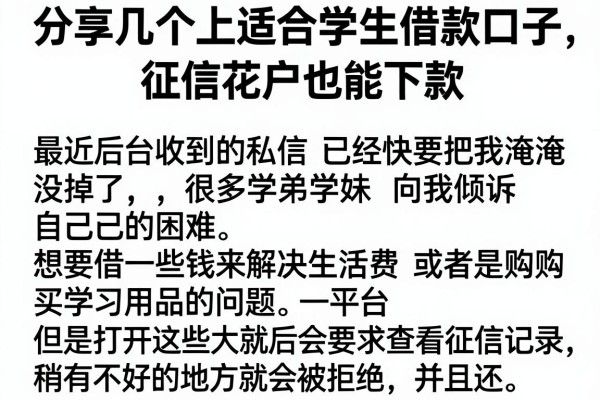 分享几个上适合学生借款口子，征信花户也能下款