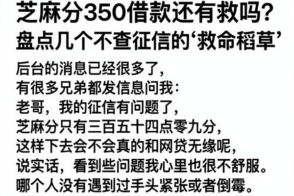 芝麻分350借款还有救吗？盘点几个不查征信的“救命稻草”