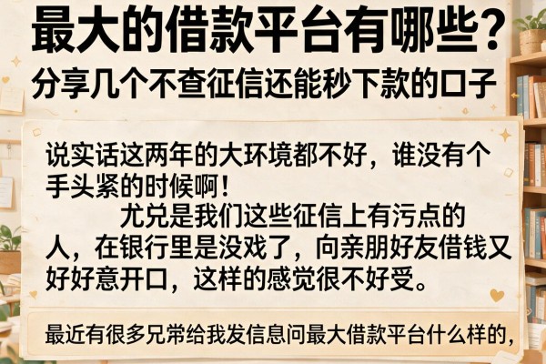 最大的借款平台有哪些？分享几个不查征信还能秒下款的口子