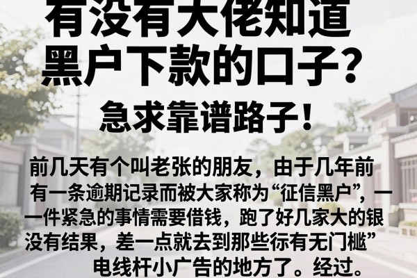 有没有大佬知道黑户下款的口子？急求靠谱路子！