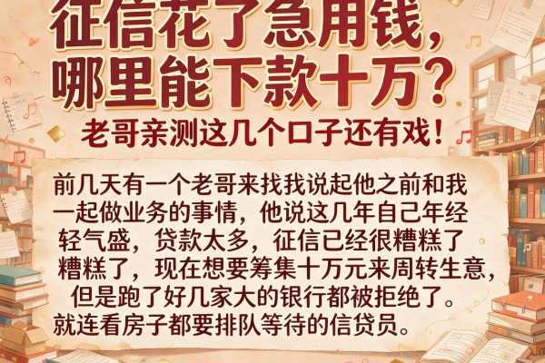征信花了急用钱,哪里能下款十万?老哥亲测这几个口子还有戏!