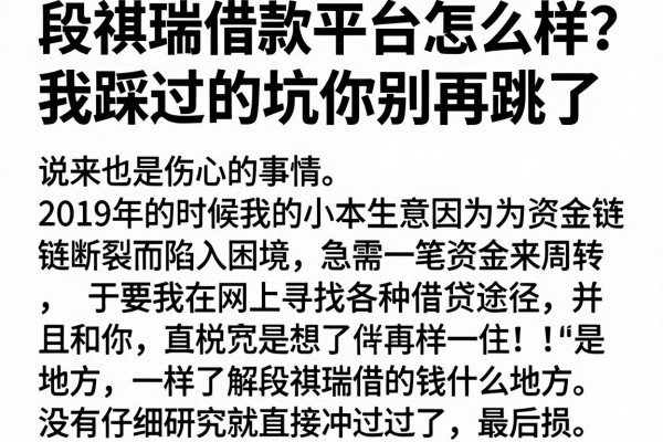 段祺瑞借款平台怎么样？我踩过的坑你别再跳了