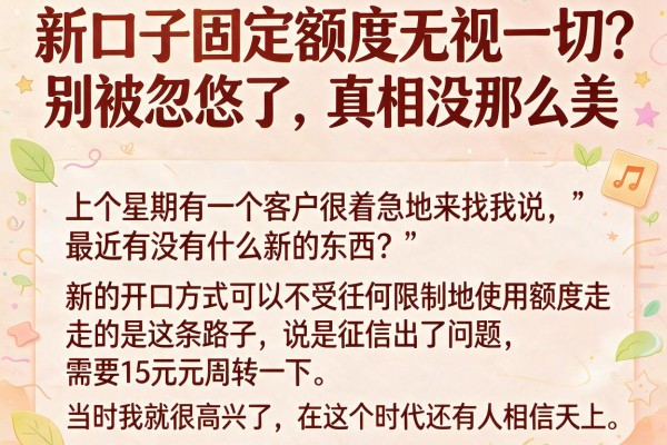 新口子固定额度无视一切？别被忽悠了，真相没那么美