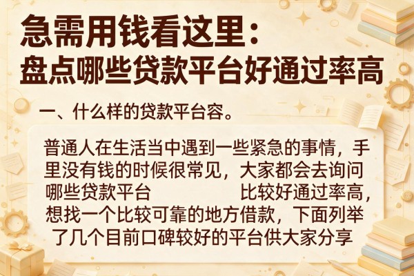 急需用钱看这里：盘点哪些贷款平台好通过率高
