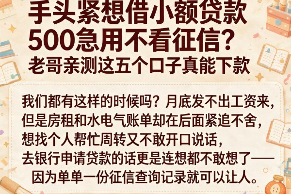 手头紧想借小额贷款500急用不看征信？老哥亲测这五个口子真能下款