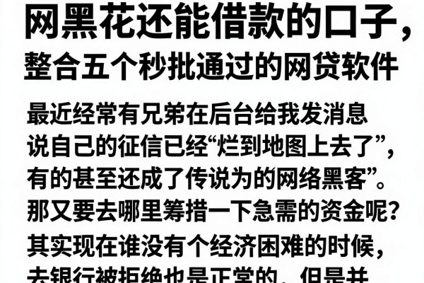 网黑花还能借款的口子，整合五个秒批通过的网贷软件