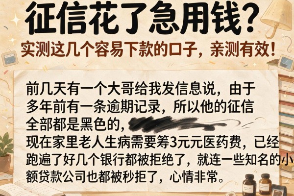征信花了急用钱?实测这几个容易下款的口子,亲测有效!