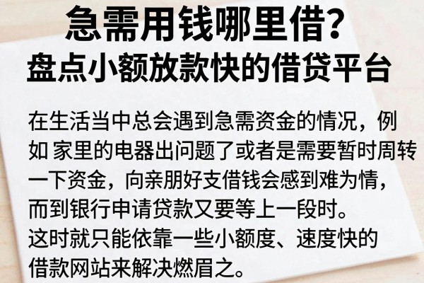 急需用钱哪里借？盘点小额放款快的借贷平台分享