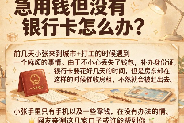 急用钱但没有银行卡怎么办？网友亲测这几家口子或许能帮到你