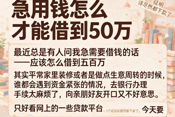 急用钱怎么才能借到50万，详尽说明5个征信花居然都下款了的口子