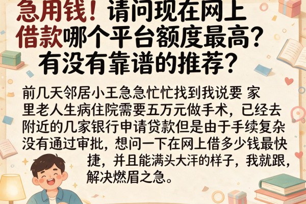 急用钱！请问现在网上借款哪个平台额度最高？有没有靠谱的推荐？