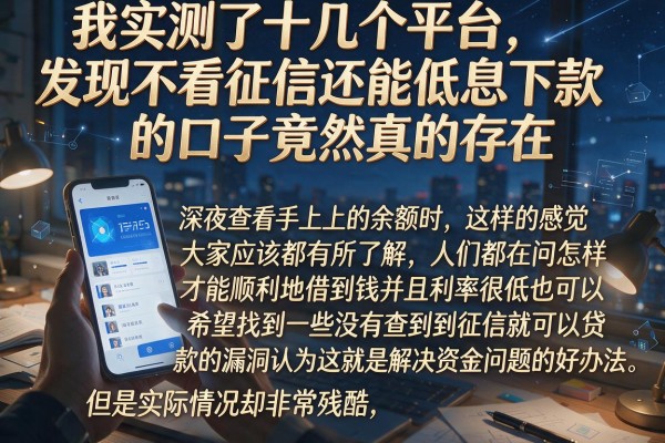我实测了十几个平台，发现不看征信还能低息下款的口子竟然真的存在