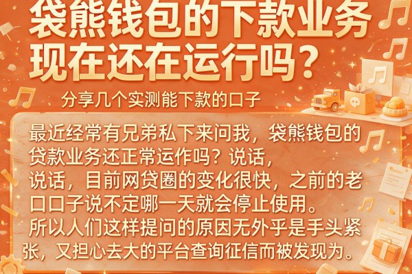 袋熊钱包的下款业务现在还在运行吗？分享几个实测能下款的口子