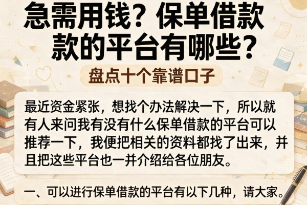 急需用钱？保单借款的平台有哪些？盘点十个靠谱口子