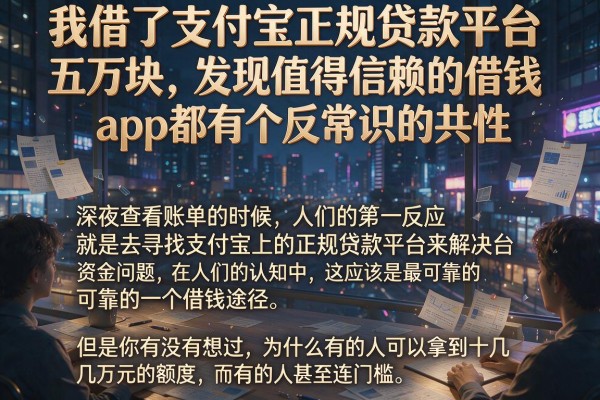 我借了支付宝正规贷款平台五万块，发现值得信赖的借钱app都有个反常识的共性