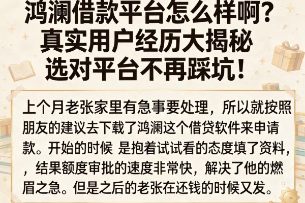 鸿澜借款平台怎么样啊？真实用户经历大揭秘，选对平台不再踩坑！