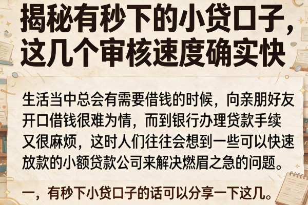 揭秘有秒下的小贷口子，这几个审核速度确实快