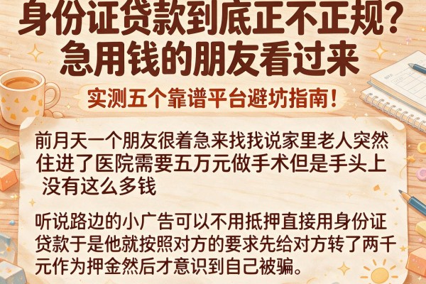 身份证贷款到底正不正规？急用钱的朋友看过来，实测五个靠谱平台避坑指南！