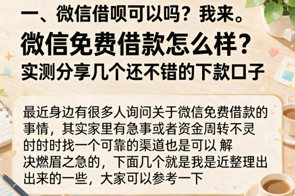 微信免费借款怎么样？实测分享几个还不错的下款口子