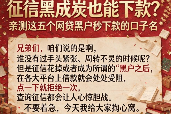 征信黑成炭也能下款？亲测这五个网贷黑户秒下款的口子名字
